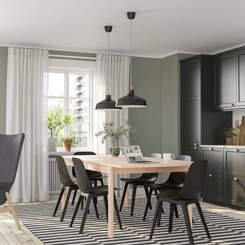 IKEA - RÖNNINGE/ODGER, yemek masası takımı, huş-antrasit, 4 sandalyeli