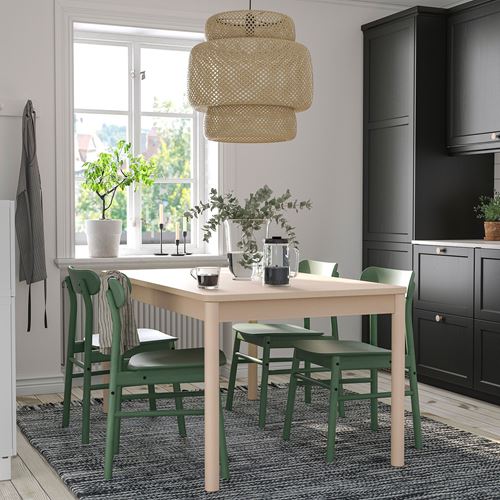 IKEA - RÖNNINGE, dining set, birch-green, 4 chairs