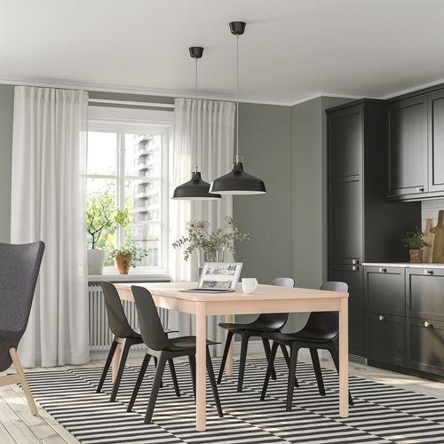 IKEA - RÖNNINGE/ODGER, yemek masası takımı, huş-antrasit, 4 sandalyeli
