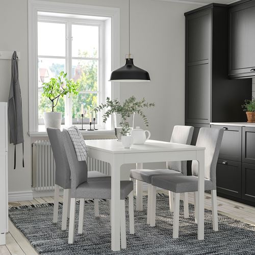 IKEA - EKEDALEN/KATTIL, dining set, white/Knisa light grey, 4 chairs