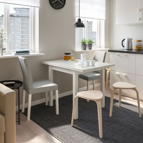 IKEA - NORDVIKEN/KATTIL, kitchen table set, white/Knisa light grey, 2 chairs