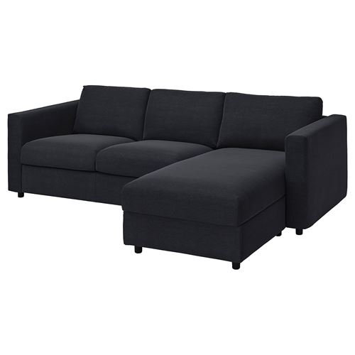 IKEA - VIMLE, 2-seat sofa and chaise longue, saxemara blue/black