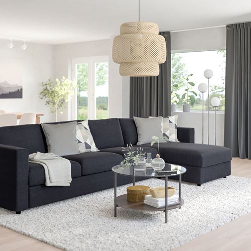 IKEA - VIMLE, 3-seat sofa and chaise longue, saxemara blue/black