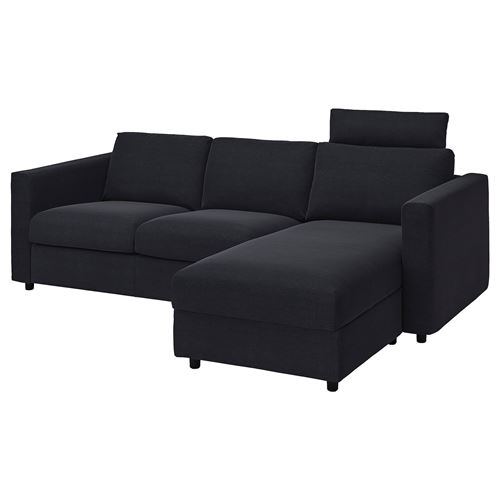 IKEA - VIMLE, 2-seat sofa and chaise longue, saxemara blue/black