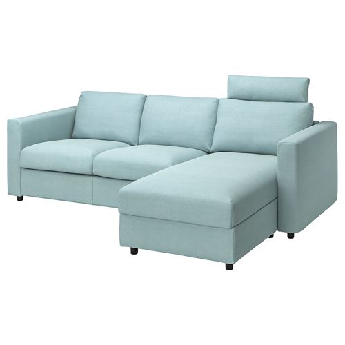 IKEA - VIMLE, 2-seat sofa and chaise longue, saxemara light blue