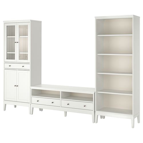 IKEA - IDANAS, tv storage unit, white/glass, 325x40x211 cm