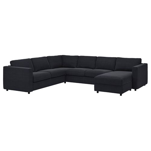 IKEA - VIMLE, 4-seat corner sofa and chaise longue, saxemara blue/black