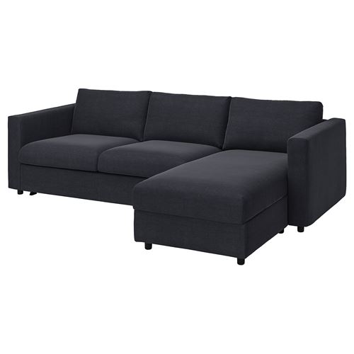 IKEA - VIMLE, corner sofa-bed with storage, saxemara blue/black