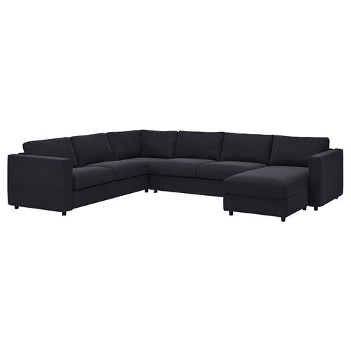 IKEA - VIMLE, 4-seat corner sofa bed and chaise longue, saxemara blue/black