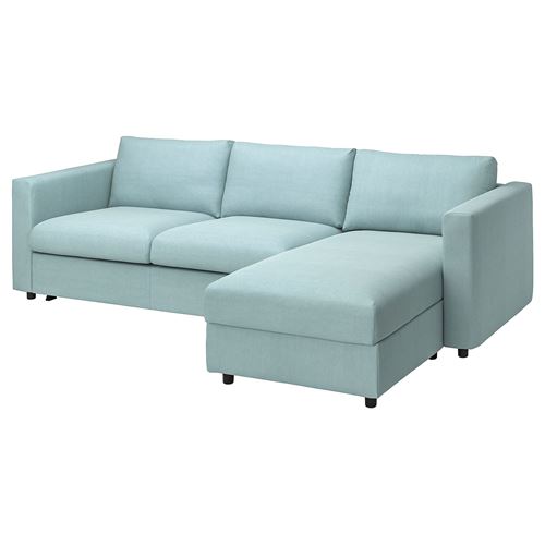 IKEA - VIMLE, corner sofa-bed with storage, saxemara light blue