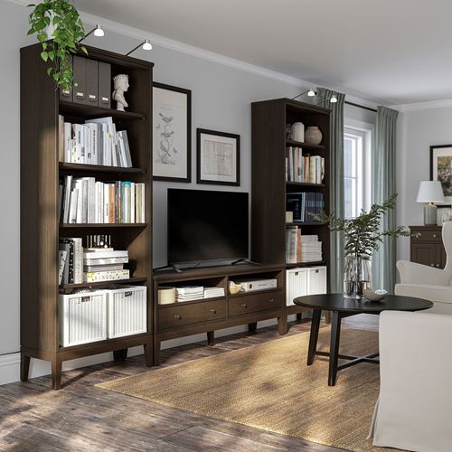 IKEA - IDANAS, tv storage unit, darkbrown, 325x40x211 cm