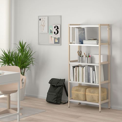 IKEA - EKENABBEN, Open Shelving Unit, white/aspen, 70x34x154 cm