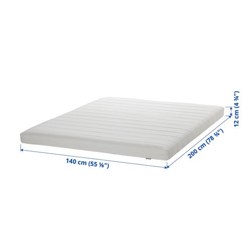 IKEA - AFJALL, double bed mattress, white, 140x200 cm