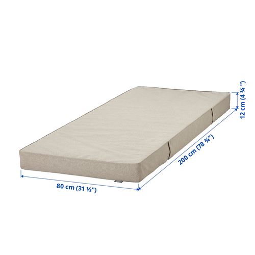 IKEA - VANNAREID, single bed mattress, beige, 80x200 cm