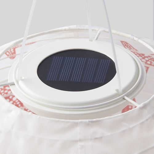 IKEA - SOLVINDEN, LED solar-powered lighting, red/white, 30 cm