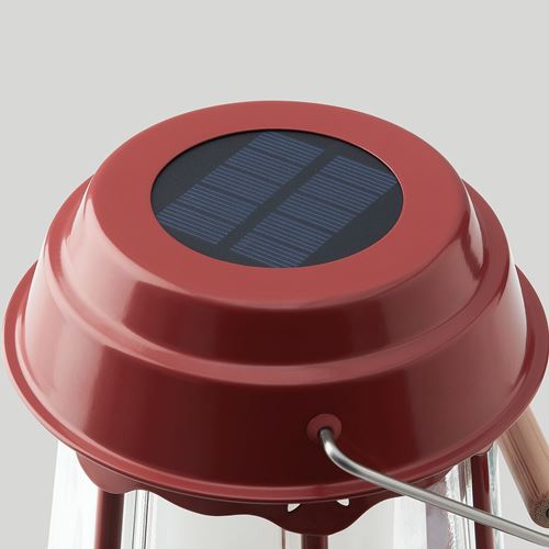 IKEA - SOLVINDEN, LED solar-powered table lamp, red, 25 cm