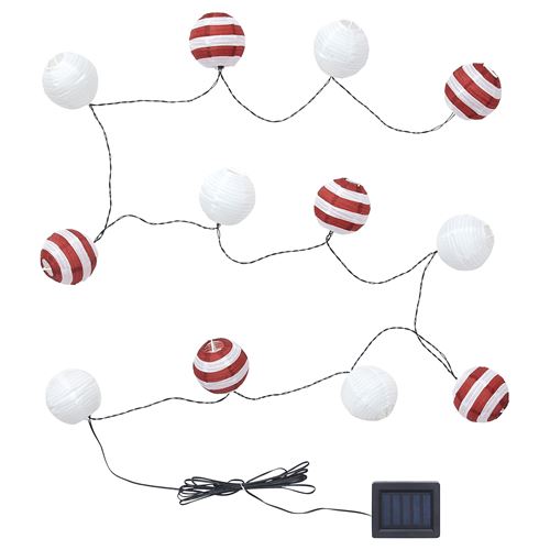 IKEA - SOLVINDEN, LED solar-powered lighting, red, 5 m