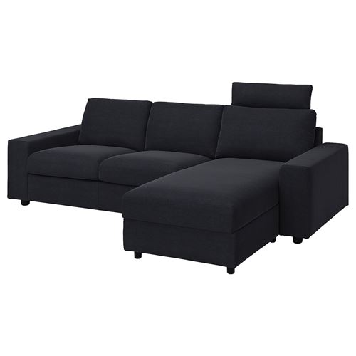 IKEA - VIMLE, 2-seat sofa and chaise longue, saxemara blue/black