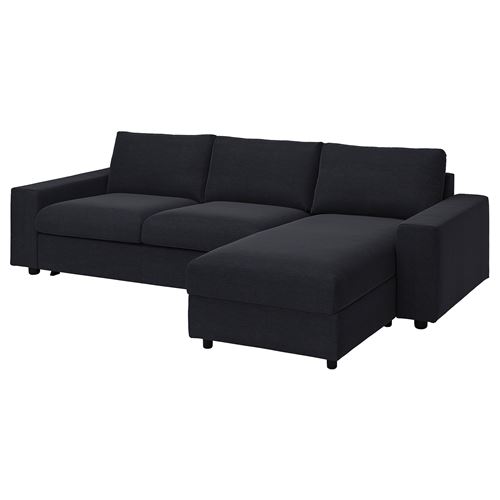 IKEA - VIMLE, corner sofa-bed with storage, saxemara blue/black