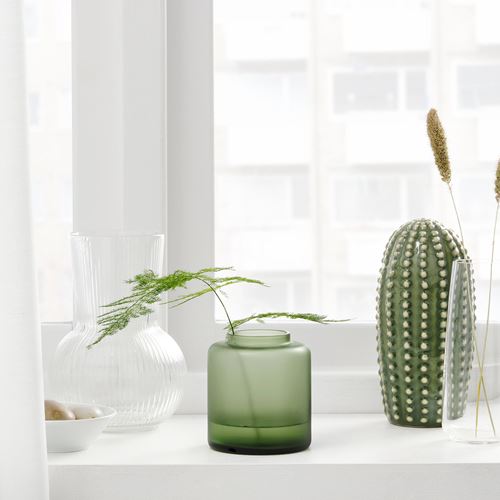 IKEA - KONSTFULL, glass vase, green, 10 cm