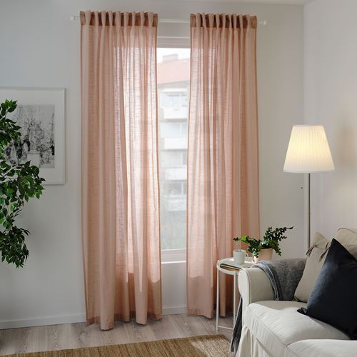 SILVERLÖNN açık pembe 145x300 cm tül perde/2 kanat - 40504598 | IKEA