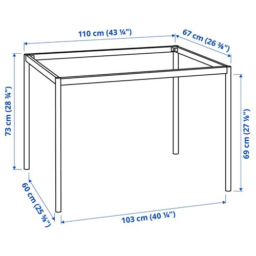 IKEA - SANDSBERG, yemek masası iskeleti, siyah, 110x67x73 cm