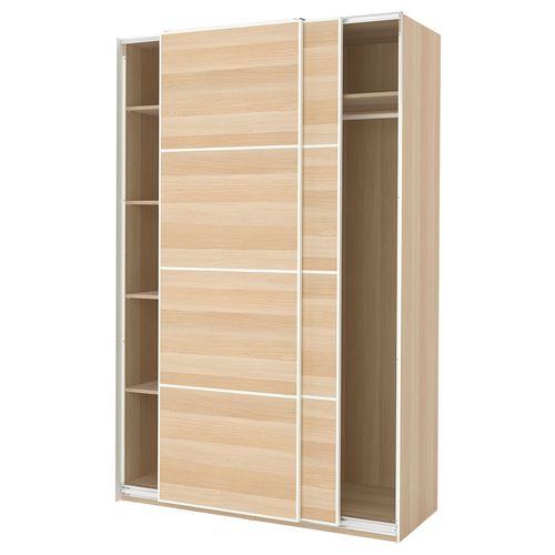 IKEA - PAX/MEHAMN, PAX sliding door wardrobe, white stained oak effect, 150x66x236 cm