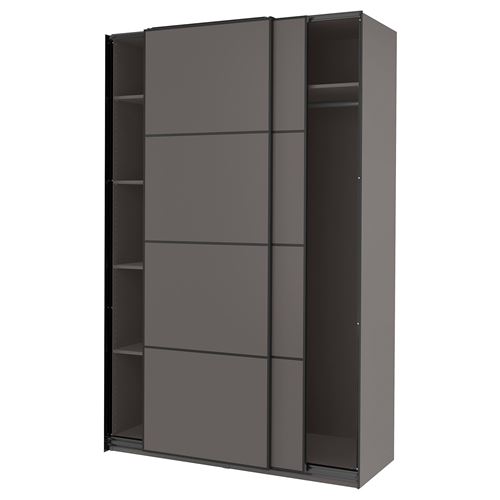 IKEA - PAX/MEHAMN, PAX sliding door wardrobe, dark grey, 150x66x236 cm