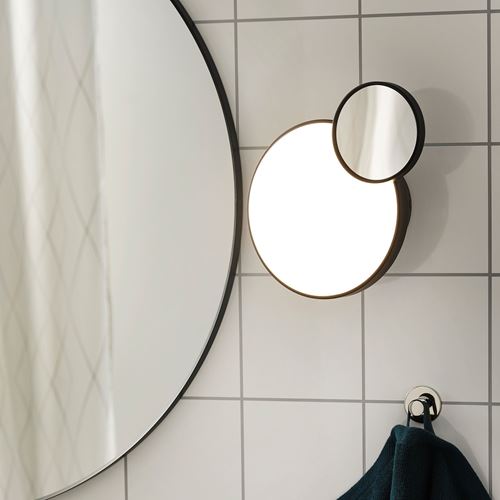 IKEA - KABOMBA, wall lamp with mirror, matt black