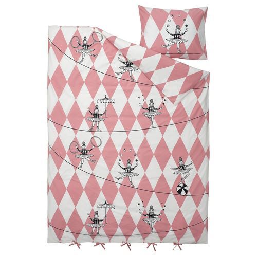 IKEA - BUSENKEL, kids' bedding set, pink/white, 150x200/50x60 cm