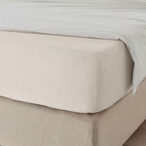 IKEA - DVALA, fitted sheet, beige, 80x200 cm