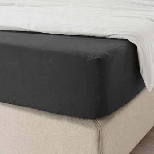 IKEA - DVALA, fitted sheet, black, 80x200 cm