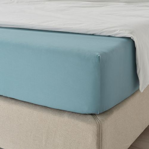 IKEA - DVALA, fitted sheet, light blue, 90x200 cm