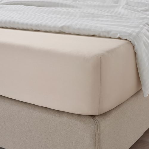 IKEA - NATTJASMIN, fitted sheet, light beige, 180x200 cm