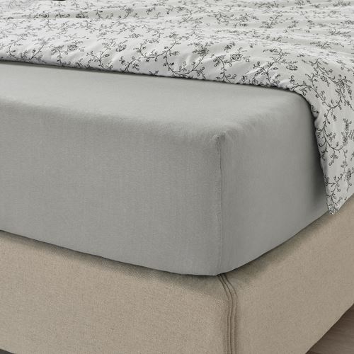 IKEA - VARVIAL, fitted sheet, light grey, 90x200 cm