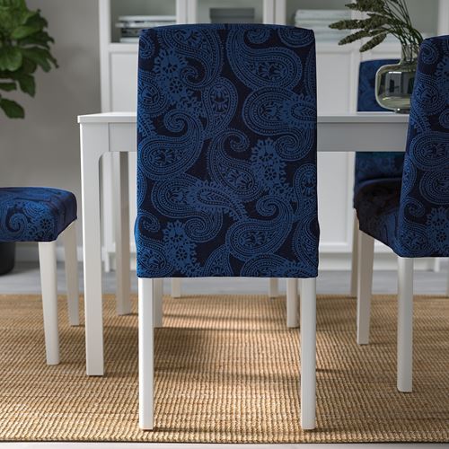 IKEA - BERGMUND, upholstered wooden chair, white-kvillsfors dark blue