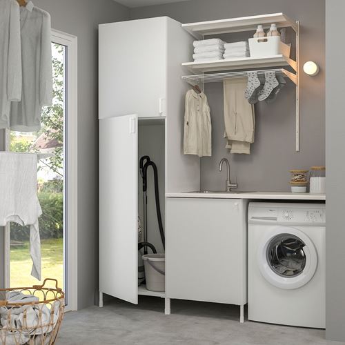 IKEA - ENHET, cabinet combination for laundry room and bathroom, white, 183x63.5x222.5 cm