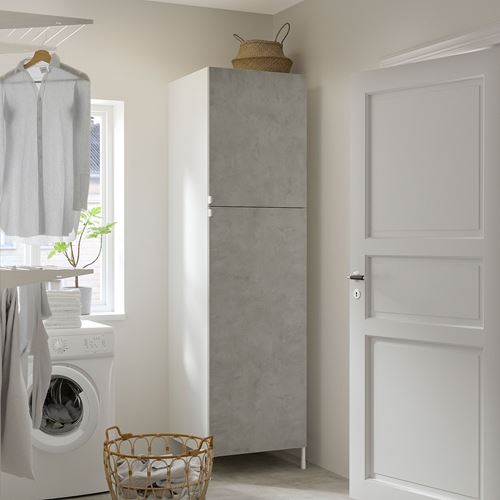 IKEA - ENHET, boy dolabı, beyaz-taş görünümlü, 60x62x210 cm