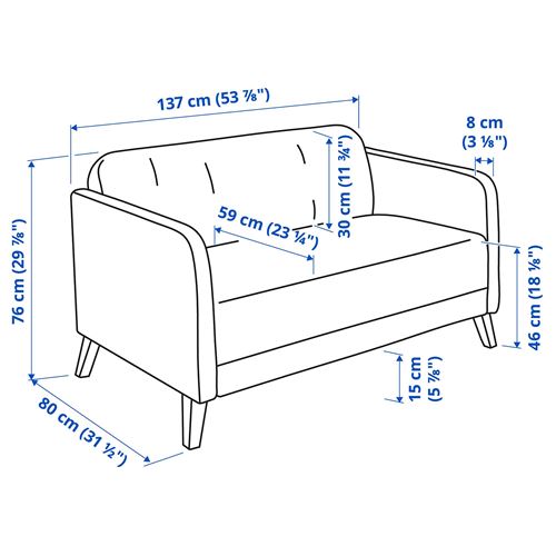 IKEA - LINANAS, 2'li kanepe, vissle koyu gri