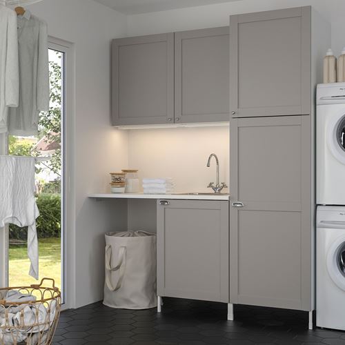 IKEA - ENHET, cabinet combination for laundry room and bathroom, white/grey, 183x63.5x222.5 cm