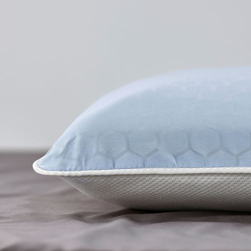 IKEA - KVARNVEN, ergonomic pillow, blue-white, 52x63 cm