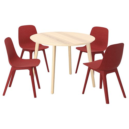 IKEA - LISABO/ODGER, kitchen table set, ash-red, 4 chairs