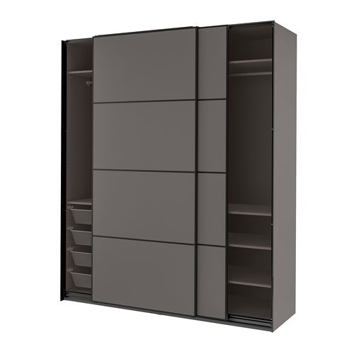 IKEA - PAX, PAX sliding door wardrobe, dark grey, 200x66x236 cm