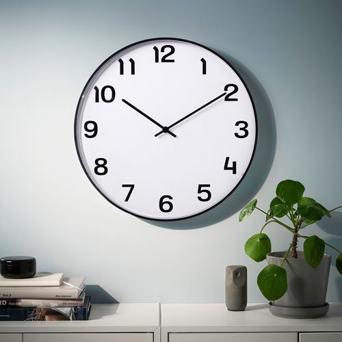 IKEA - PLUTTIS, wall clock, black, 52 cm