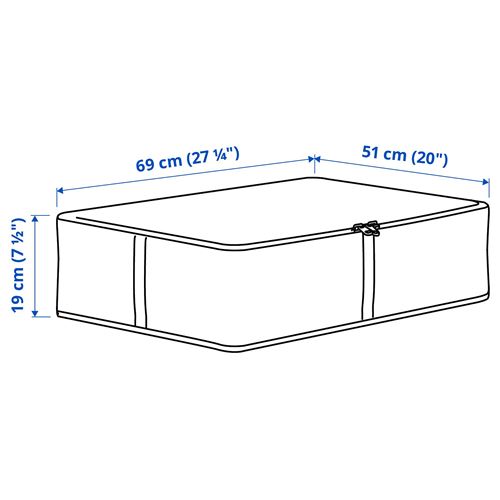 IKEA - HEMMAFIXARE, closed storage box, white/grey, 69x51x19 cm