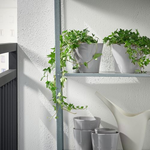 IKEA - SKOGSVINBAR, stoneware plant pot, grey, 15 cm