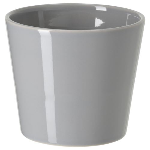 IKEA - SKOGSVINBAR, stoneware plant pot, grey, 9 cm