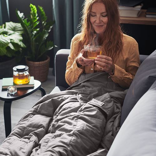 IKEA - ODONVIDE, weighted blanket, dark grey, 150x200 cm 8 kg