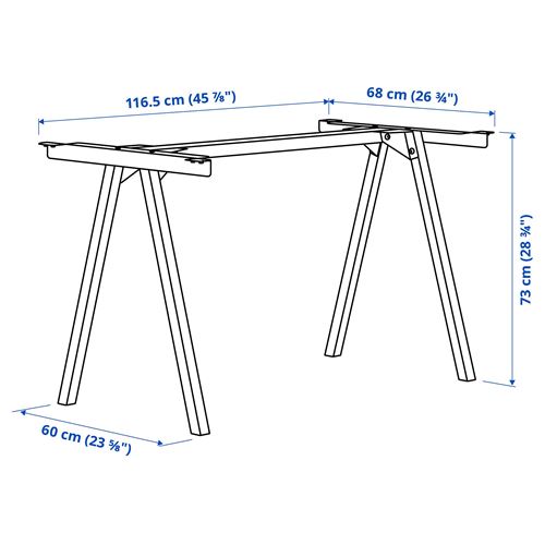 IKEA - TROTTEN, table frame, white, 120x70x75 cm