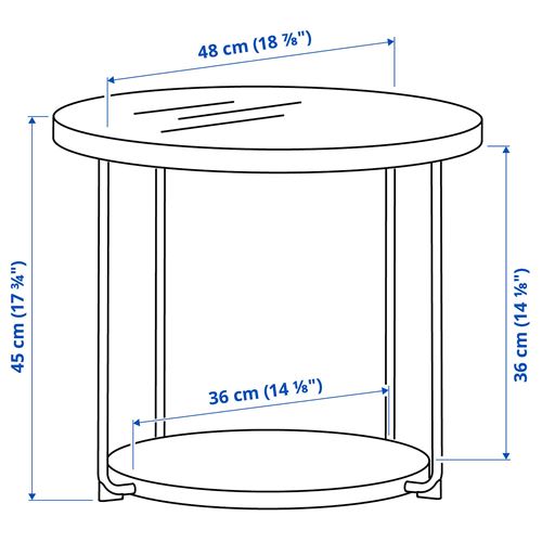 IKEA - FRÖTORP, side table, black/marble effect, 48 cm